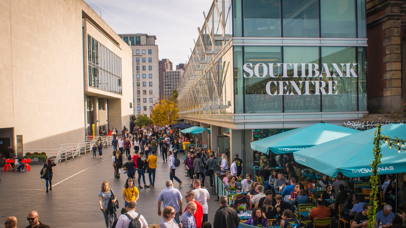 busy Southbank centre during the day
