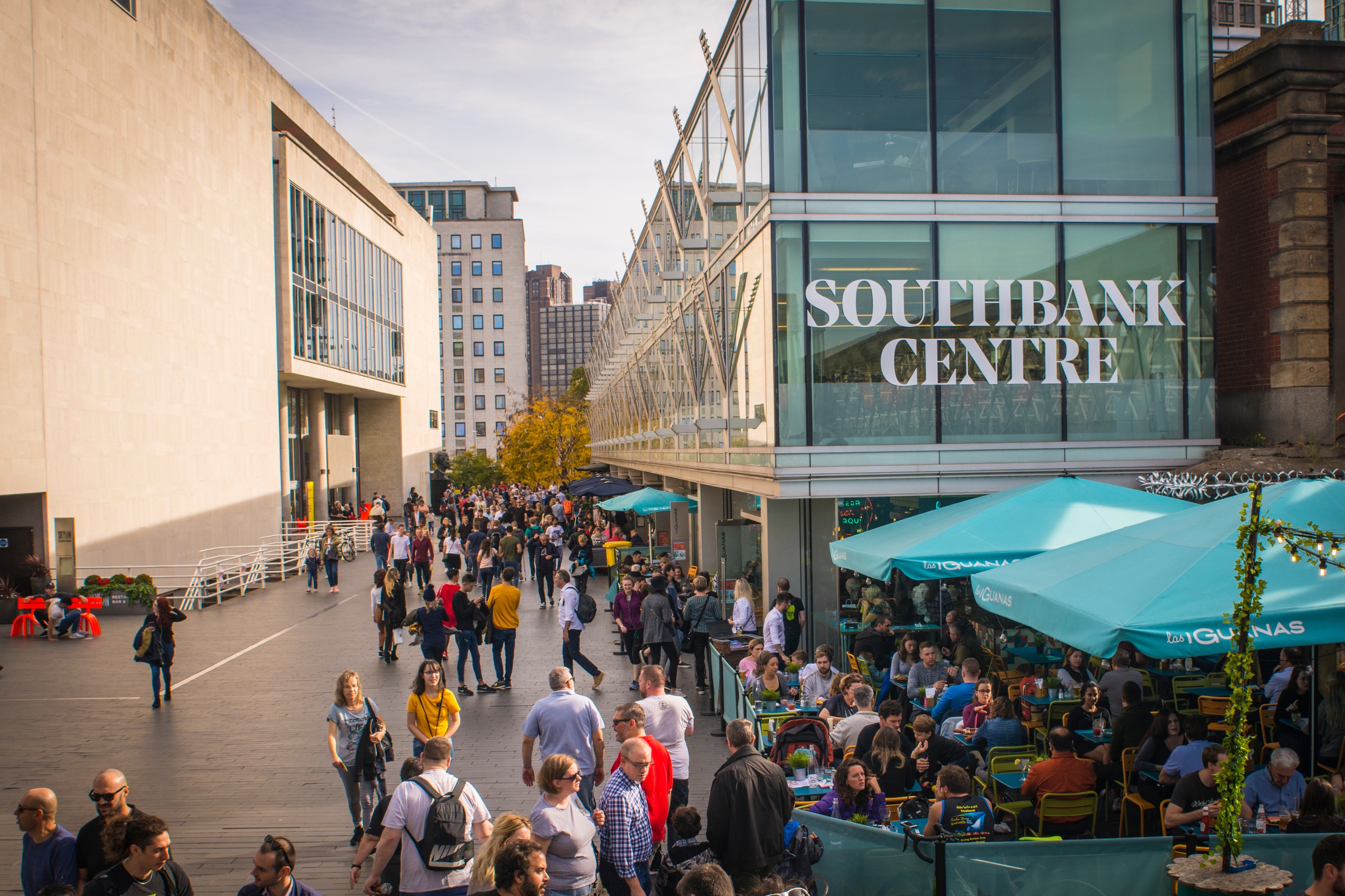 busy Southbank centre during the day