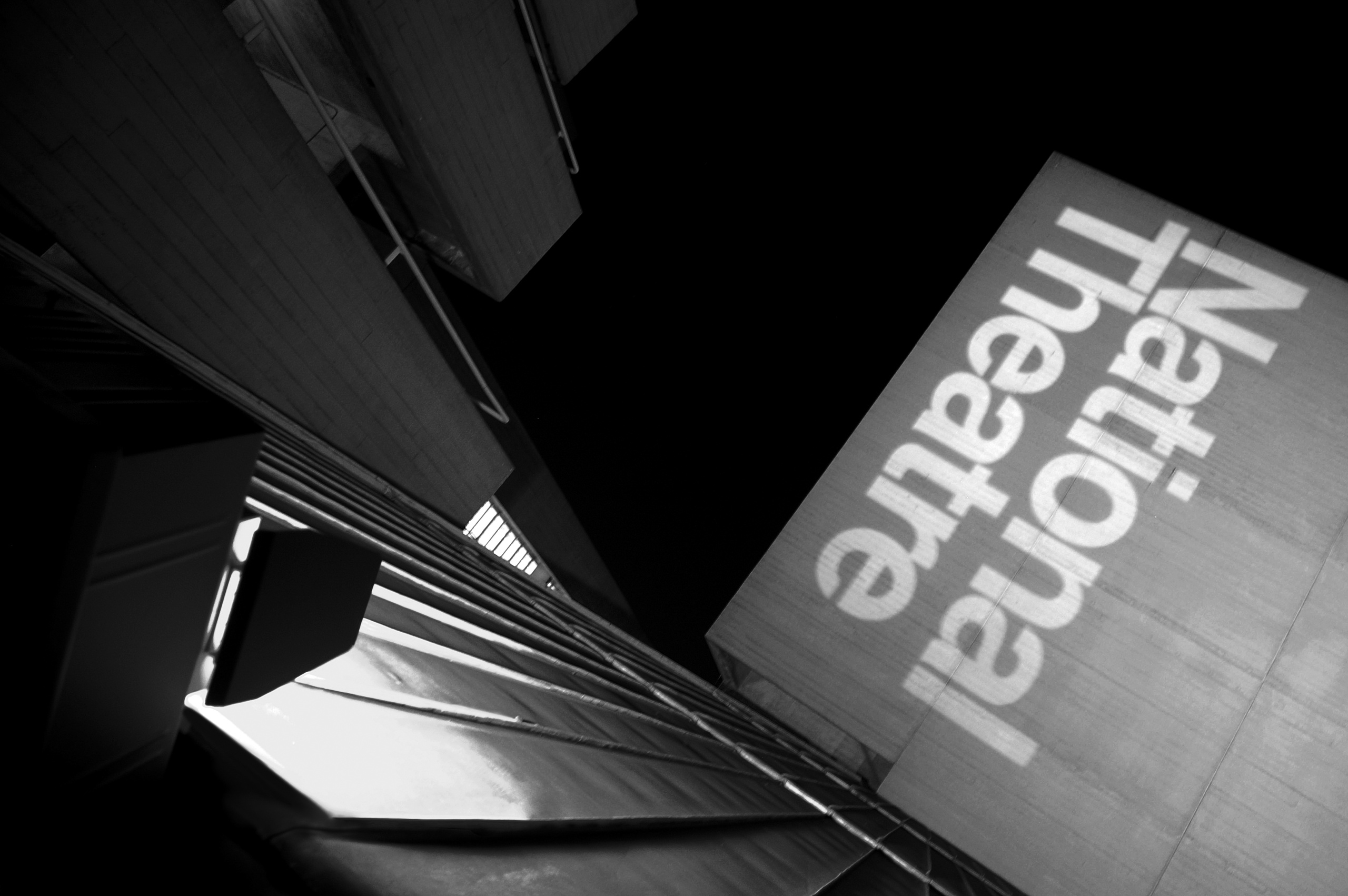 National Theatre on the Southbank of the Thames in London at night